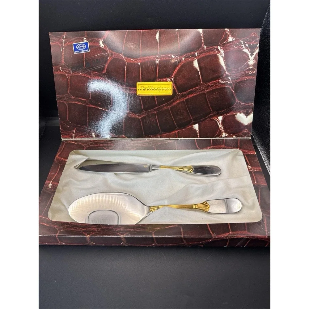 Gottinghen Cake‎ Knife Server 18/10 Stainless Steel Plated With 24K Gold ITALY